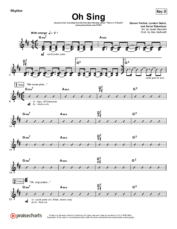 Oh Sing Rhythm Chart (Elevation Worship)