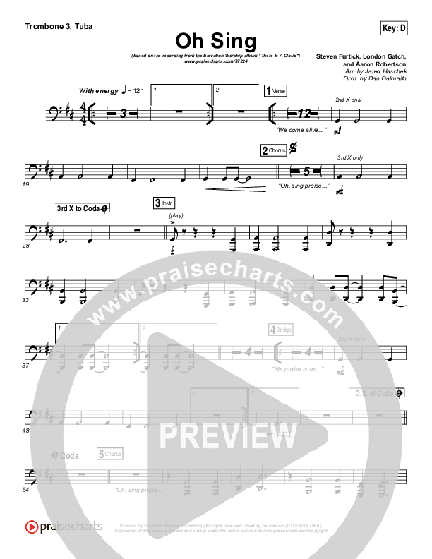 Oh Sing Trombone 3/Tuba (Elevation Worship)