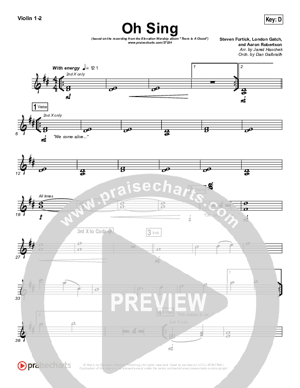Oh Sing Violin 1/2 (Elevation Worship)