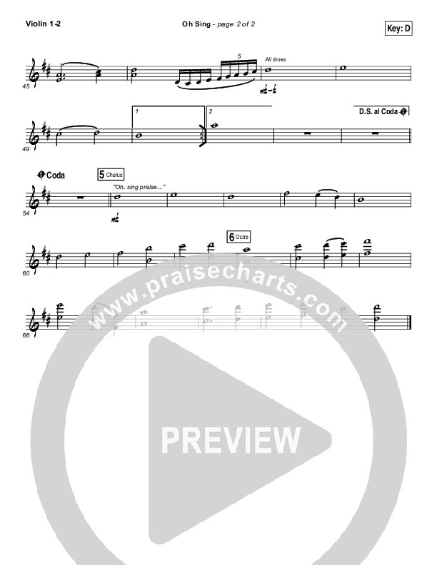 Oh Sing Violin 1/2 (Elevation Worship)