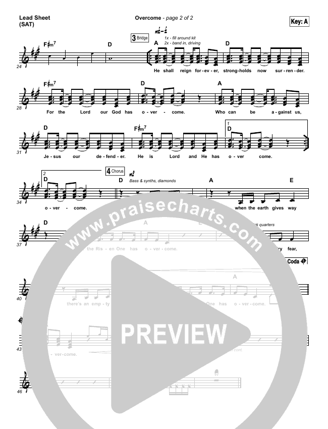 Overcome Sheet Music Elevation Worship Praisecharts We will not be moved when the earth gives way for the risen one has overcome and for every fear there's an. overcome sheet music elevation worship