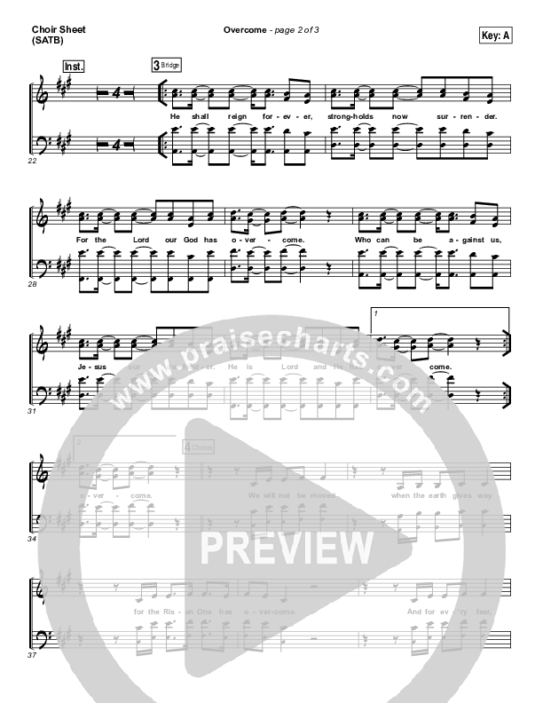 Overcome Choir Sheet (SATB) (Elevation Worship)