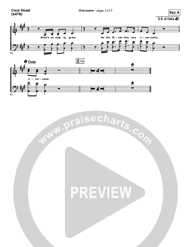 Overcome Choir Sheet (SATB) (Elevation Worship)