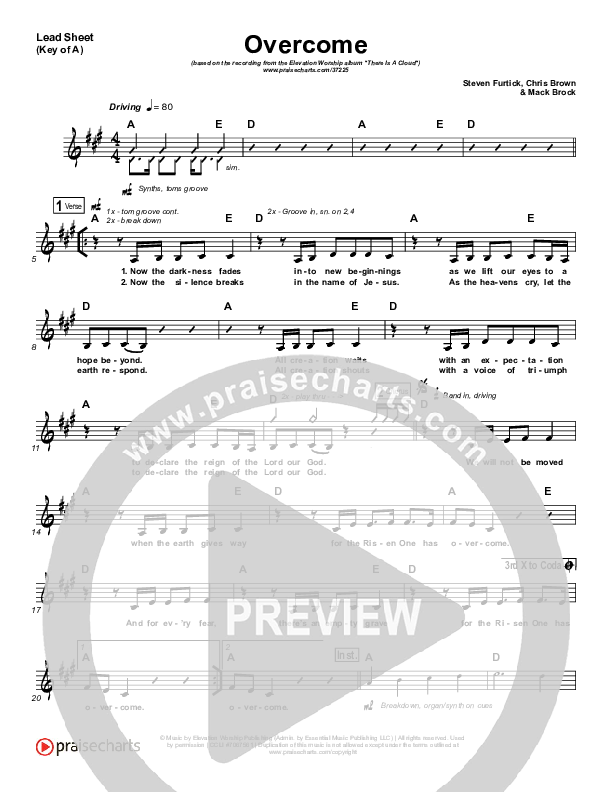 Overcome Lead Sheet (Melody) (Elevation Worship)