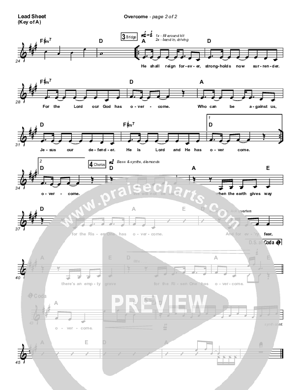 Overcome Lead Sheet (Melody) (Elevation Worship)