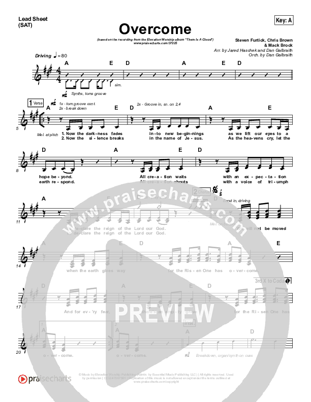 Overcome Lead Sheet (SAT) (Elevation Worship)