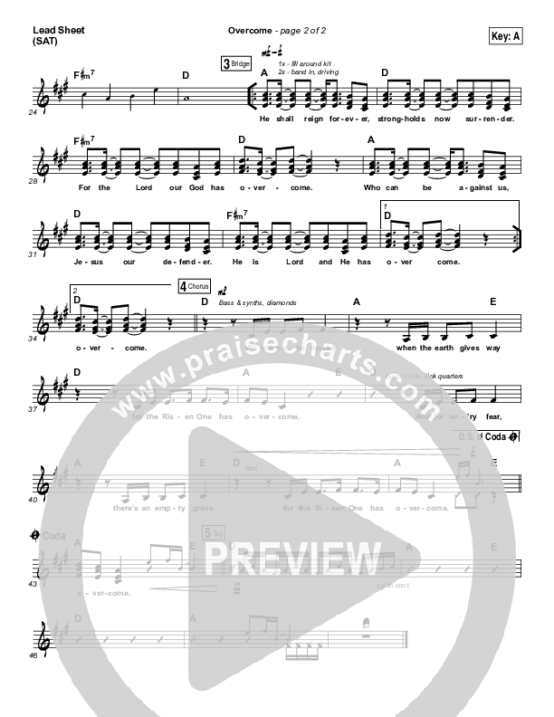 Overcome Lead Sheet (SAT) (Elevation Worship)