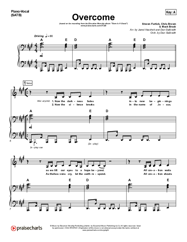Overcome Piano/Vocal (SATB) (Elevation Worship)