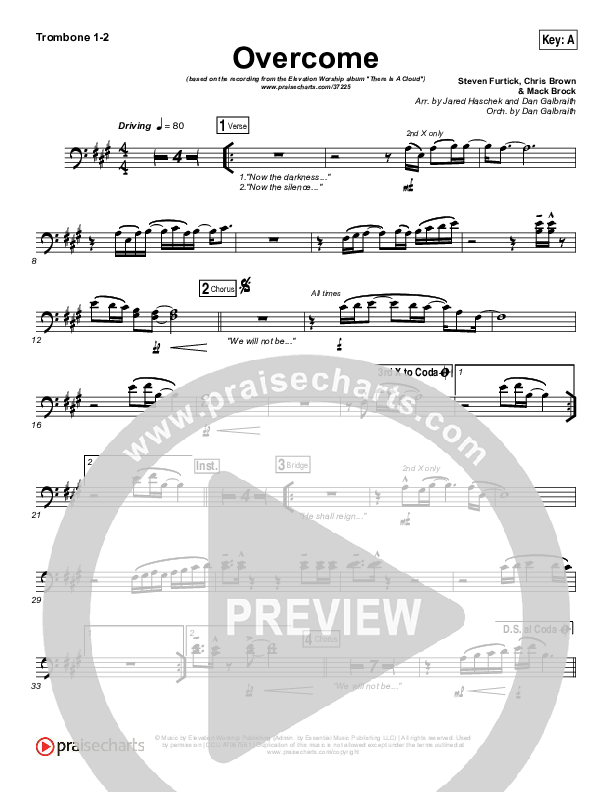 Overcome Trombone 1/2 (Elevation Worship)