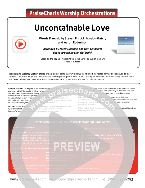 Uncontainable Love Cover Sheet (Elevation Worship)