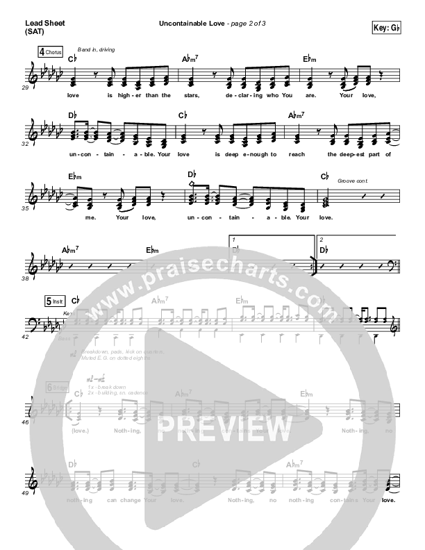 Uncontainable Love Lead Sheet (SAT) (Elevation Worship)