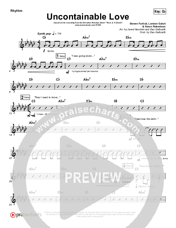 Uncontainable Love Rhythm Chart (Elevation Worship)