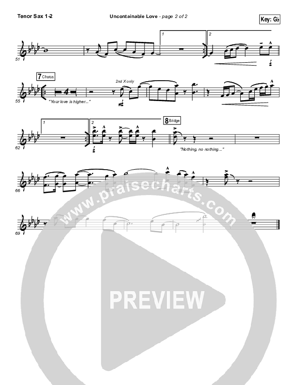Uncontainable Love Tenor Sax 1/2 (Elevation Worship)