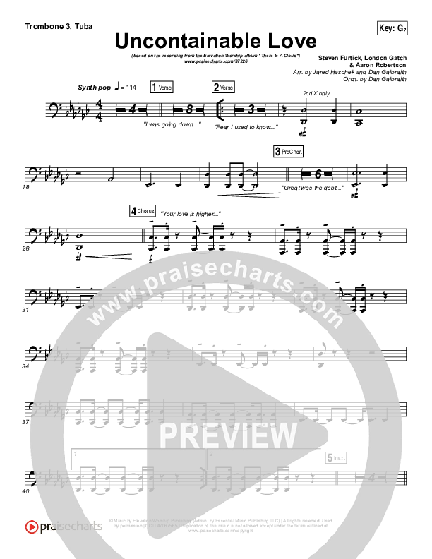 Uncontainable Love Trombone 3/Tuba (Elevation Worship)