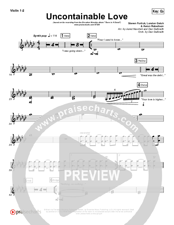 Uncontainable Love Violin 1/2 (Elevation Worship)