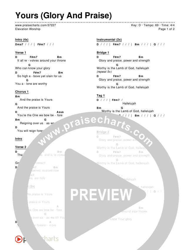 Yours (Glory And Praise) Chords & Lyrics (Elevation Worship)