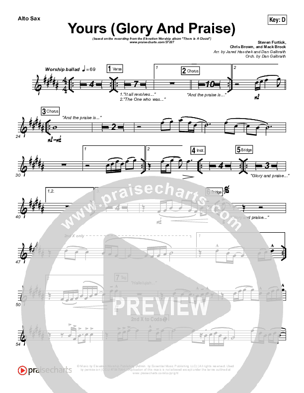 Yours (Glory And Praise) Alto Sax (Elevation Worship)