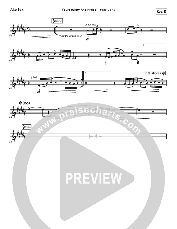 Yours (Glory And Praise) Alto Sax (Elevation Worship)