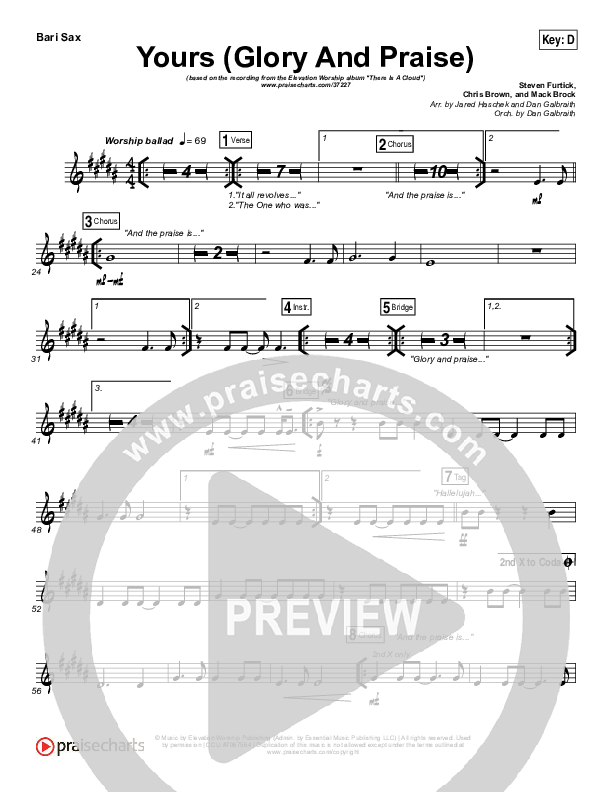 Yours (Glory And Praise) Bari Sax (Elevation Worship)