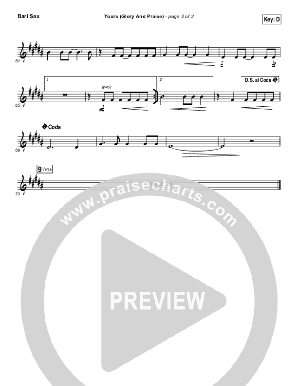 Yours (Glory And Praise) Bari Sax (Elevation Worship)