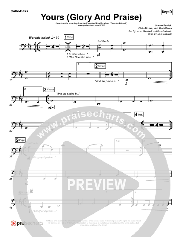 Yours (Glory And Praise) Cello/Bass (Elevation Worship)