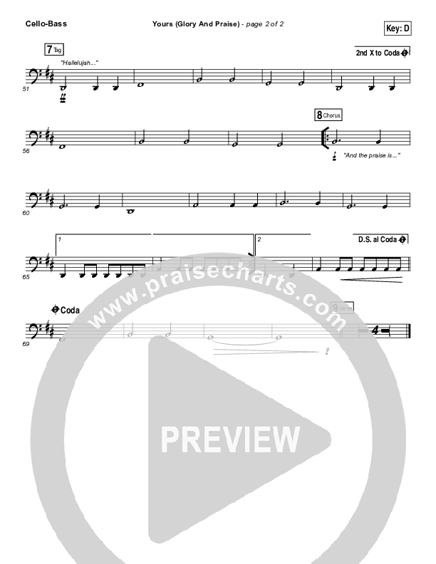 Yours (Glory And Praise) Cello/Bass (Elevation Worship)