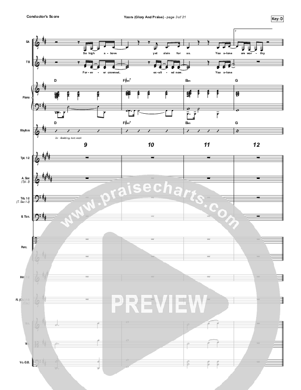Yours (Glory And Praise) Conductor's Score (Elevation Worship)