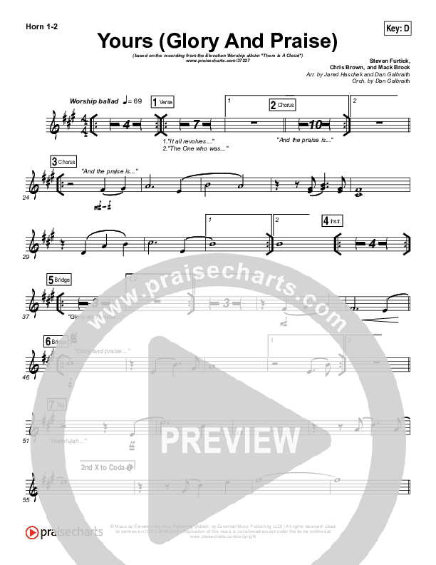 Yours (Glory And Praise) French Horn 1/2 (Elevation Worship)