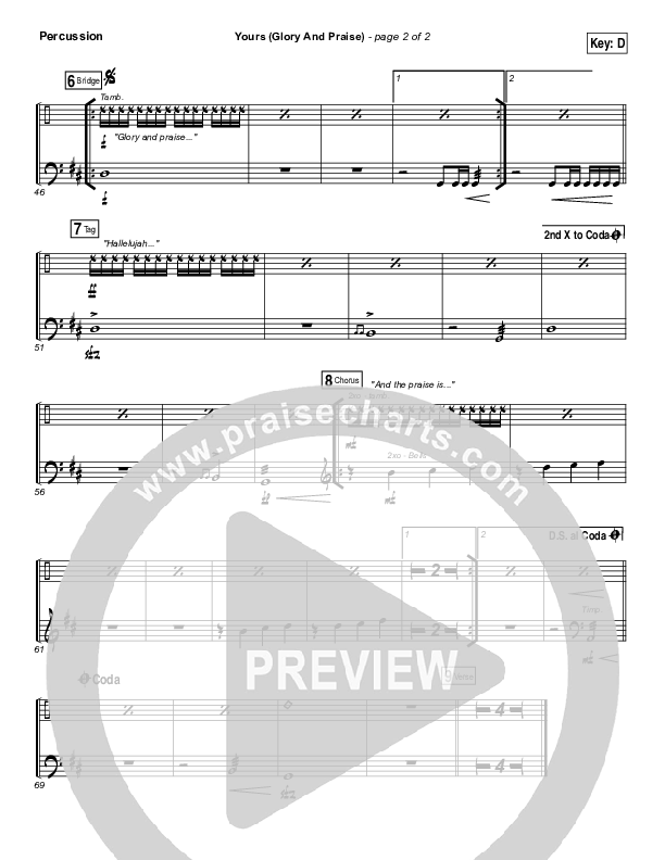 Yours (Glory And Praise) Percussion (Elevation Worship)