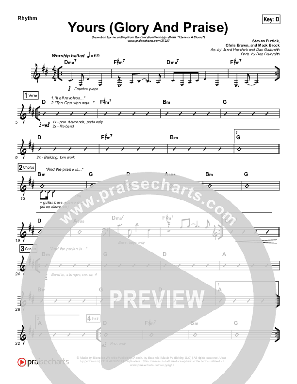 Yours (Glory And Praise) Rhythm Chart (Elevation Worship)