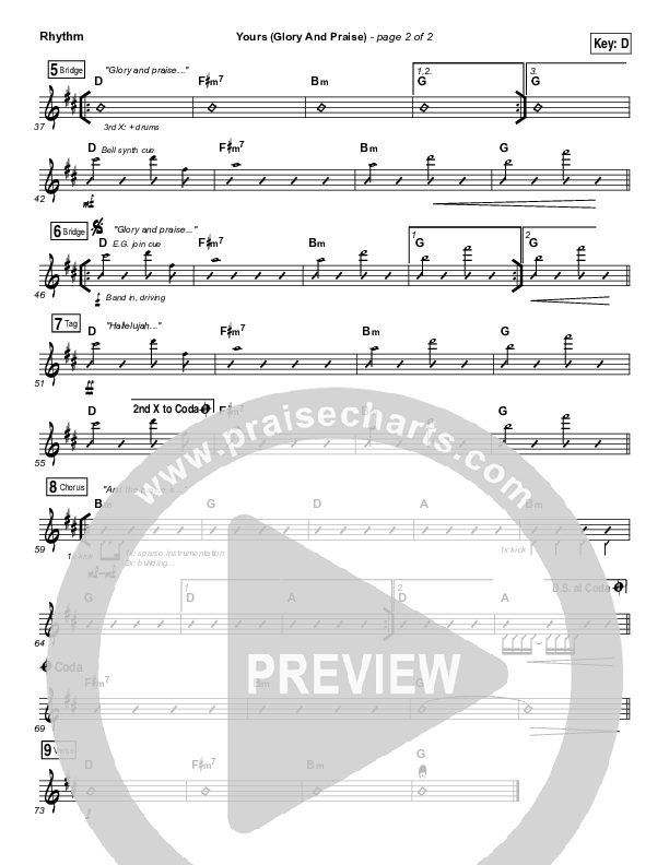 Yours (Glory And Praise) Rhythm Chart (Elevation Worship)
