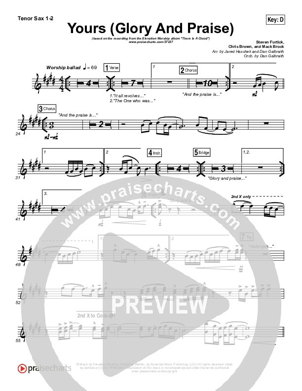 Yours (Glory And Praise) Tenor Sax 1/2 (Elevation Worship)