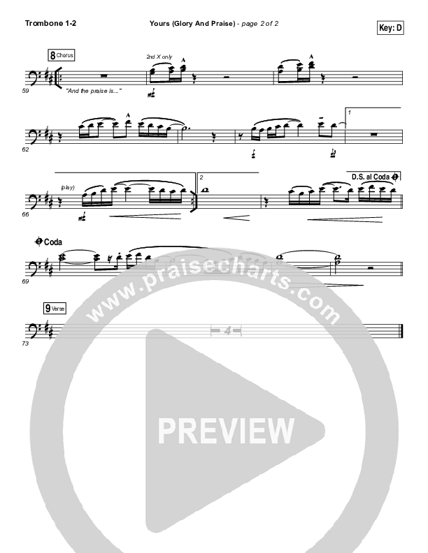 Yours (Glory And Praise) Trombone 1/2 (Elevation Worship)