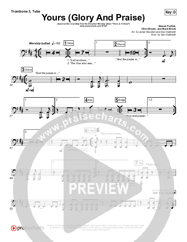 Yours (Glory And Praise) Trombone 3/Tuba (Elevation Worship)