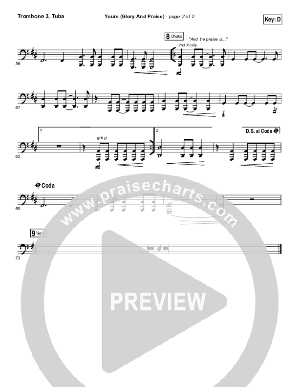 Yours (Glory And Praise) Trombone 3/Tuba (Elevation Worship)