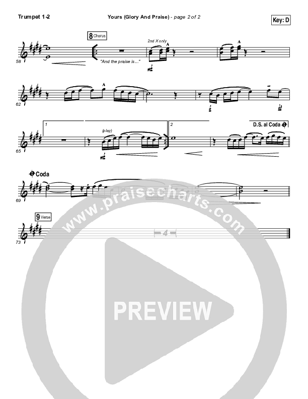 Yours (Glory And Praise) Trumpet 1,2 (Elevation Worship)