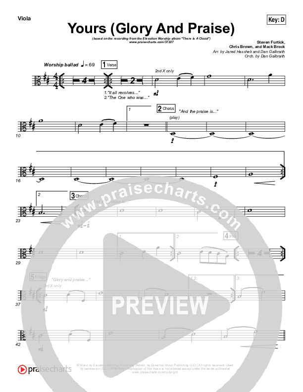 Yours (Glory And Praise) Viola (Elevation Worship)