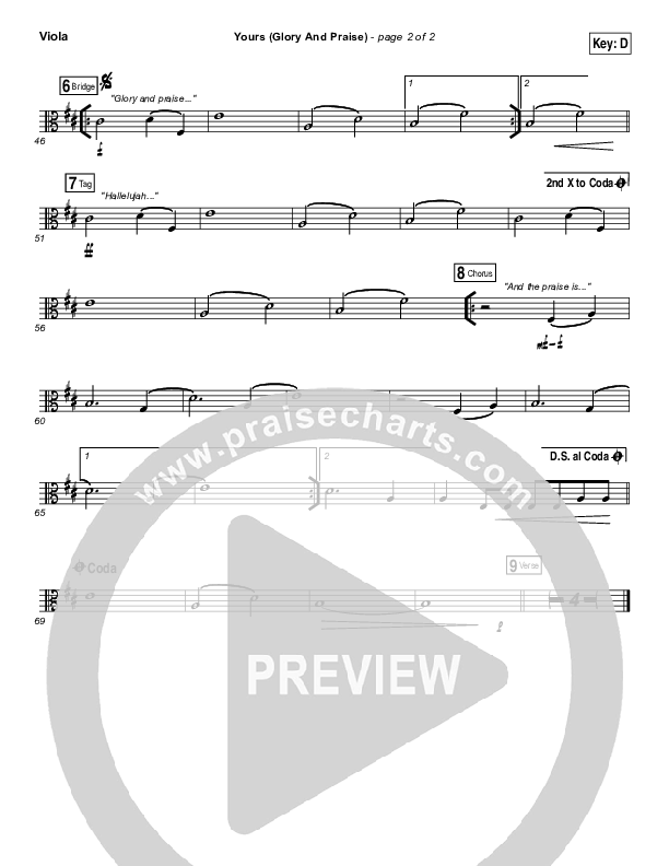 Yours (Glory And Praise) Viola (Elevation Worship)