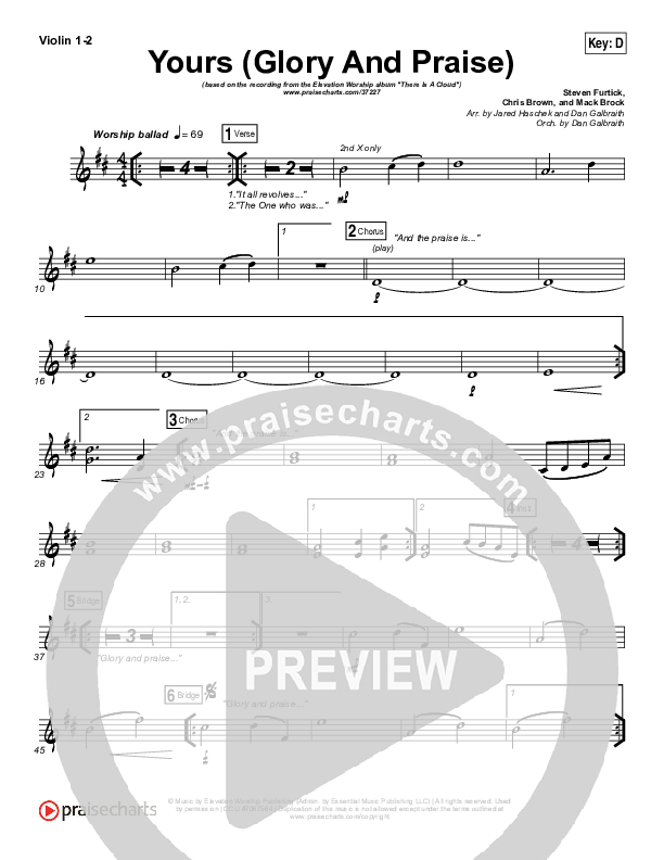 Yours (Glory And Praise) Violin 1/2 (Elevation Worship)