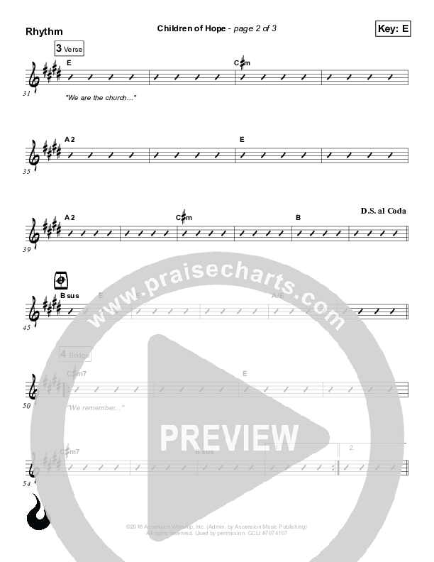 Children Of Hope Rhythm Chart (Ascension Worship)