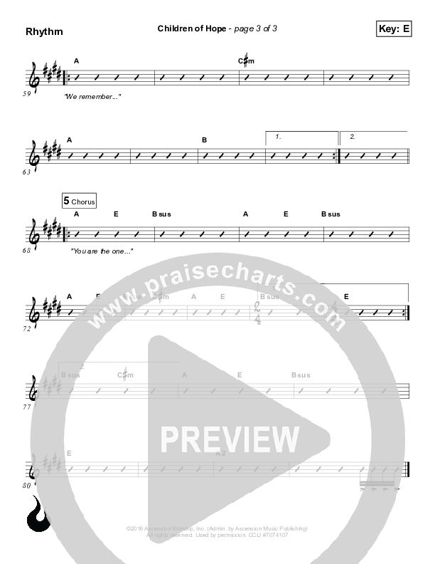 Children Of Hope Rhythm Chart (Ascension Worship)