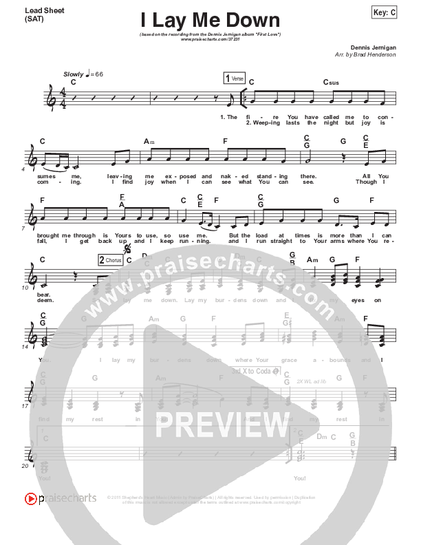 I Lay Me Down Lead (SAT) (Dennis Jernigan)