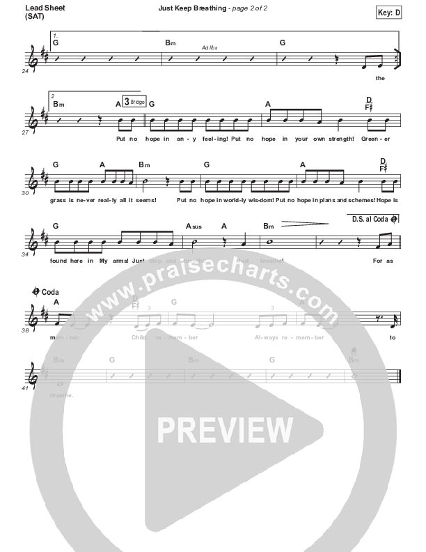 Just Keep Breathing Lead (SAT) (Dennis Jernigan)