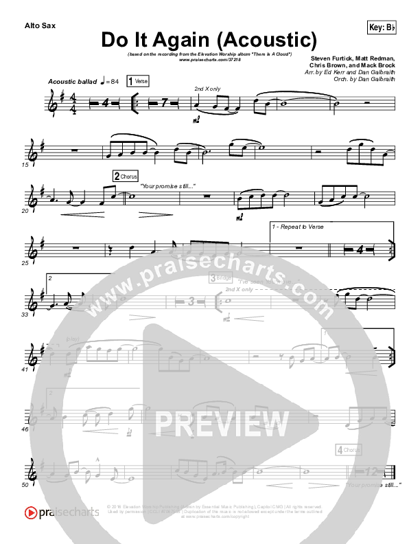 Do It Again (Acoustic) Alto Sax (Elevation Worship)