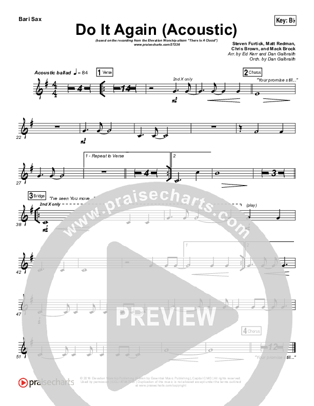 Do It Again (Acoustic) Bari Sax (Elevation Worship)