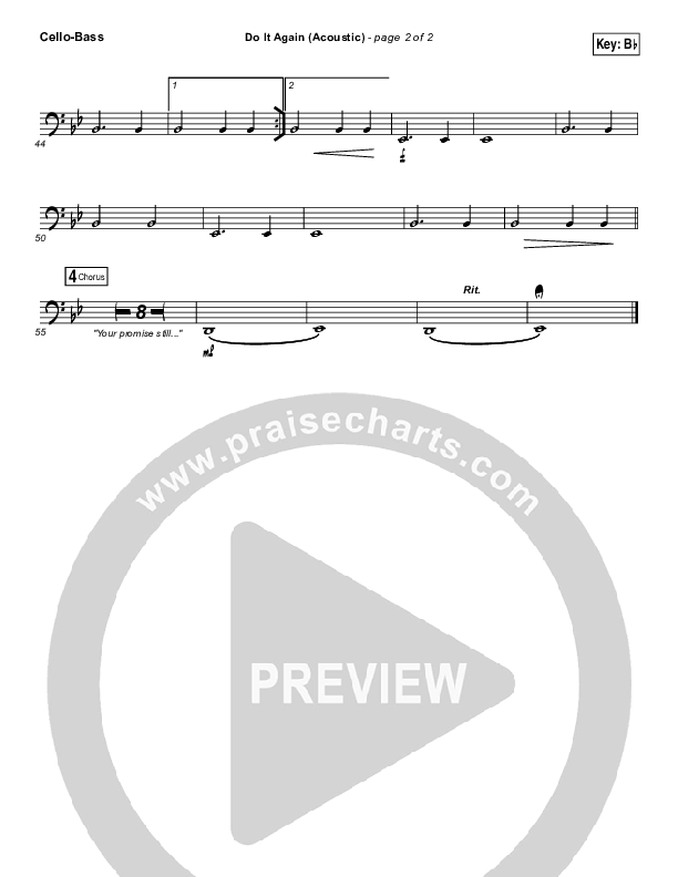 Do It Again (Acoustic) Cello/Bass (Elevation Worship)