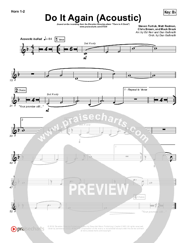 Do It Again (Acoustic) French Horn 1/2 (Elevation Worship)