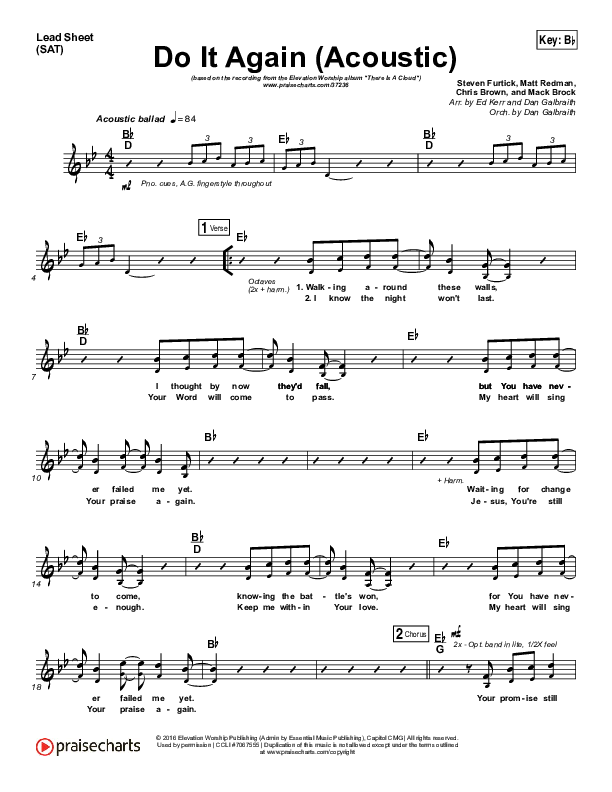 Do It Again (Acoustic) Lead Sheet (SAT) (Elevation Worship)