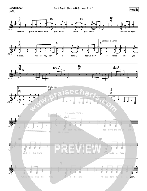 Do It Again (Acoustic) Lead Sheet (SAT) (Elevation Worship)