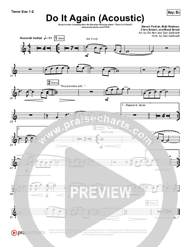 Do It Again (Acoustic) Tenor Sax 1/2 (Elevation Worship)